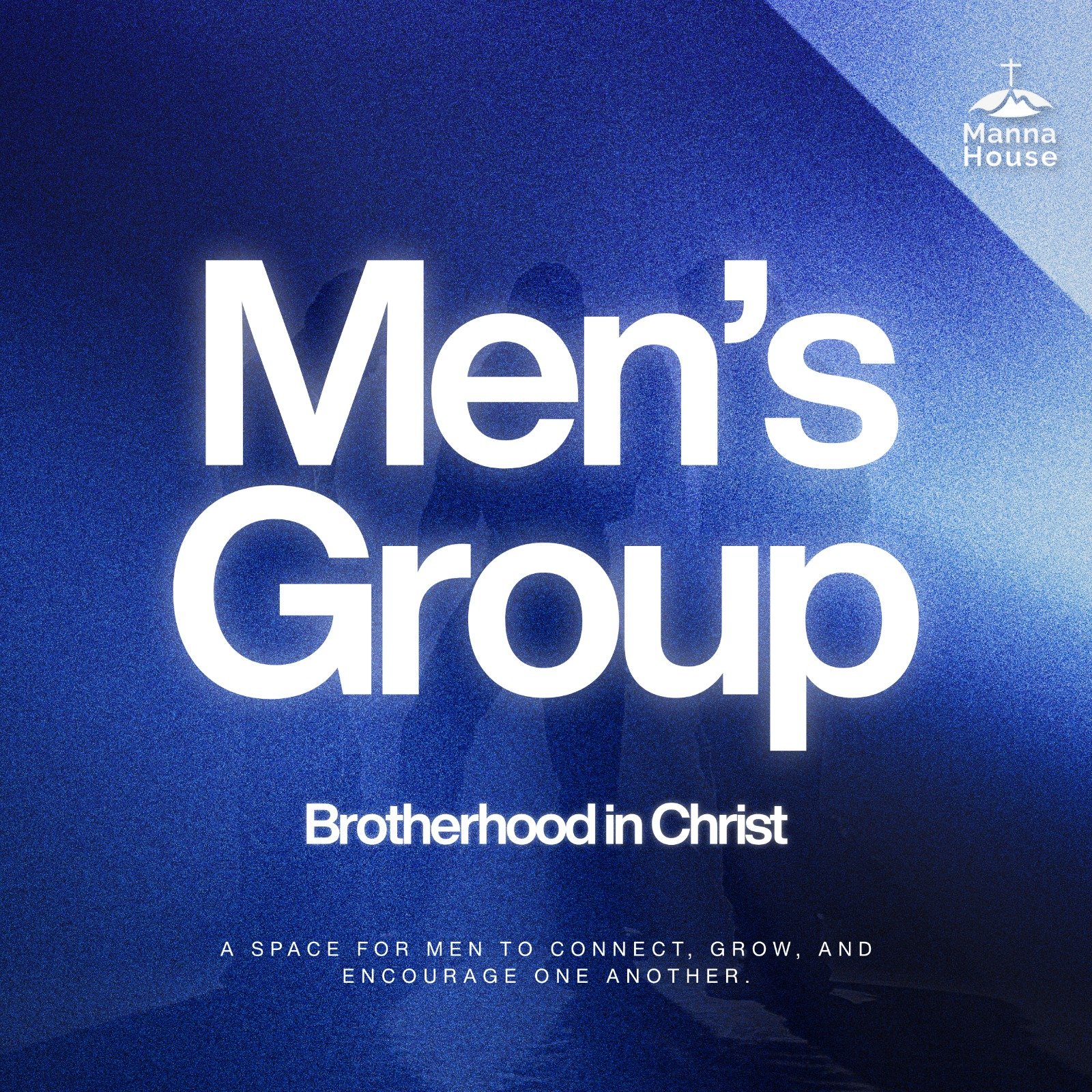 Men's Group flyer in blue tones