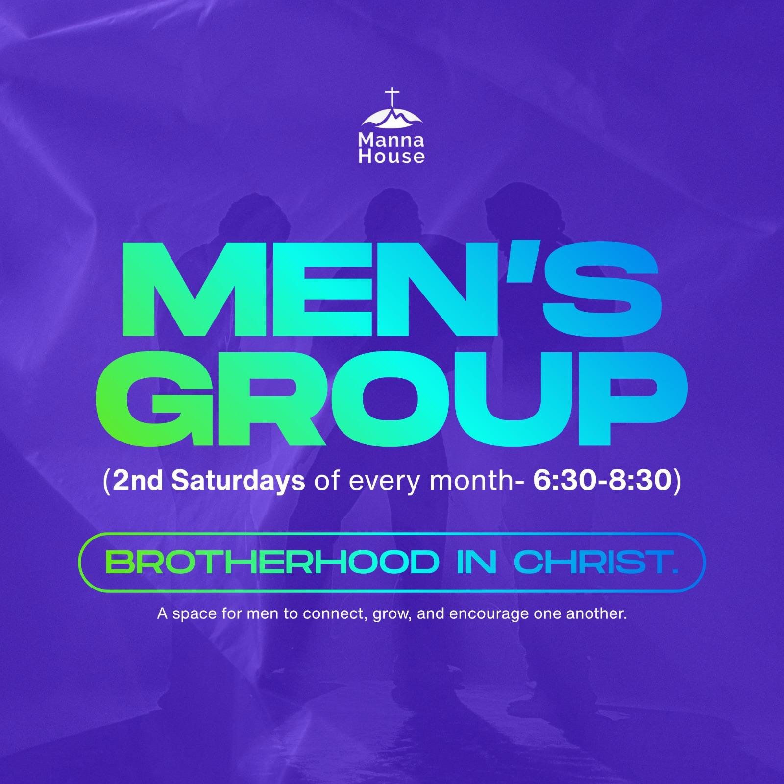 Men's Group flyer in purple tones