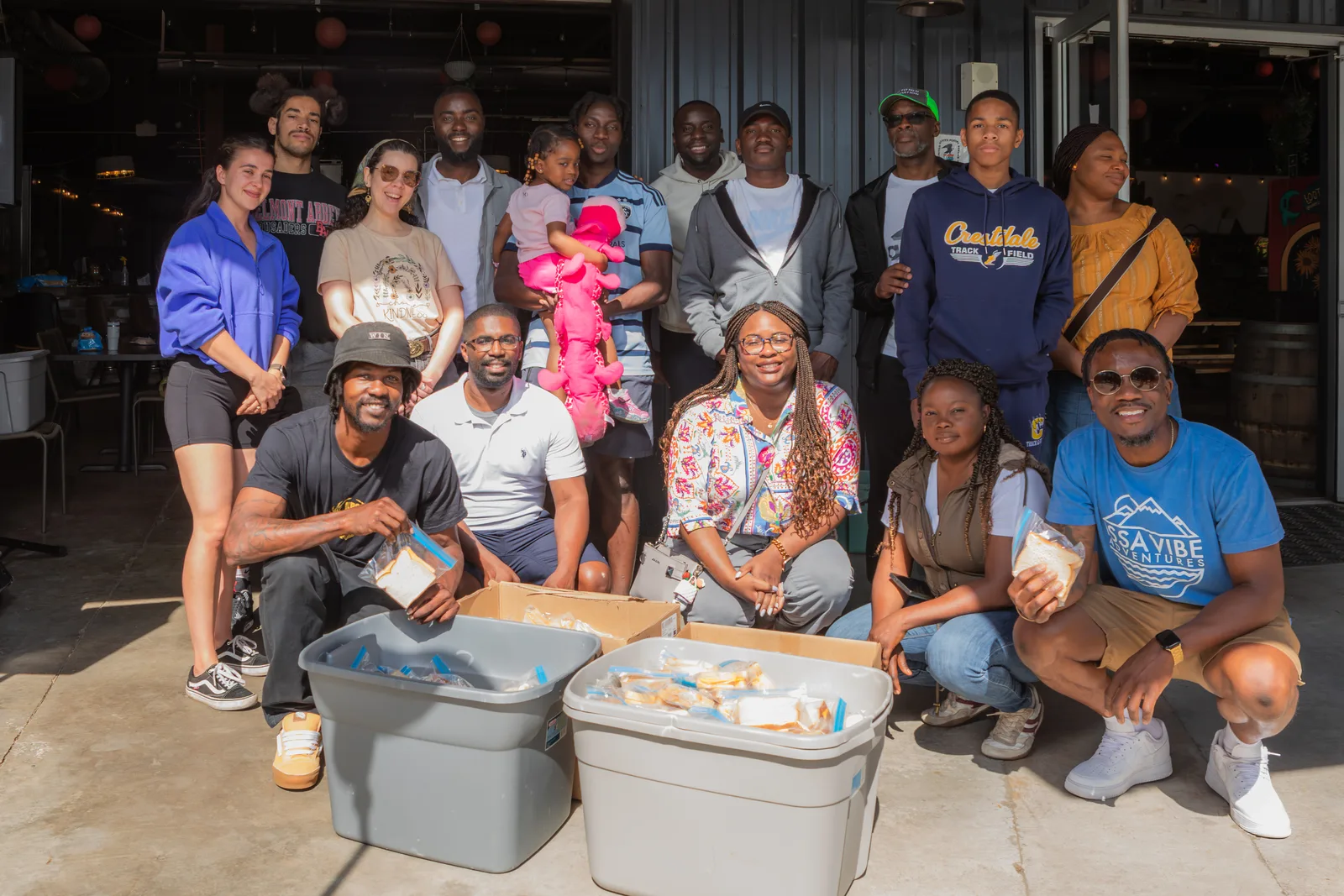 Manna House community gathered in conversation after a church event